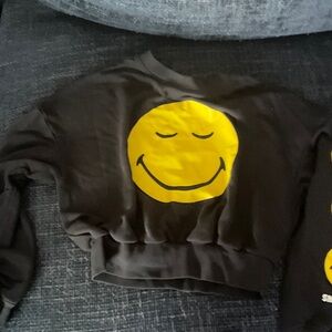 H&M Black Sweatshirt with Yellow Smiley Face
